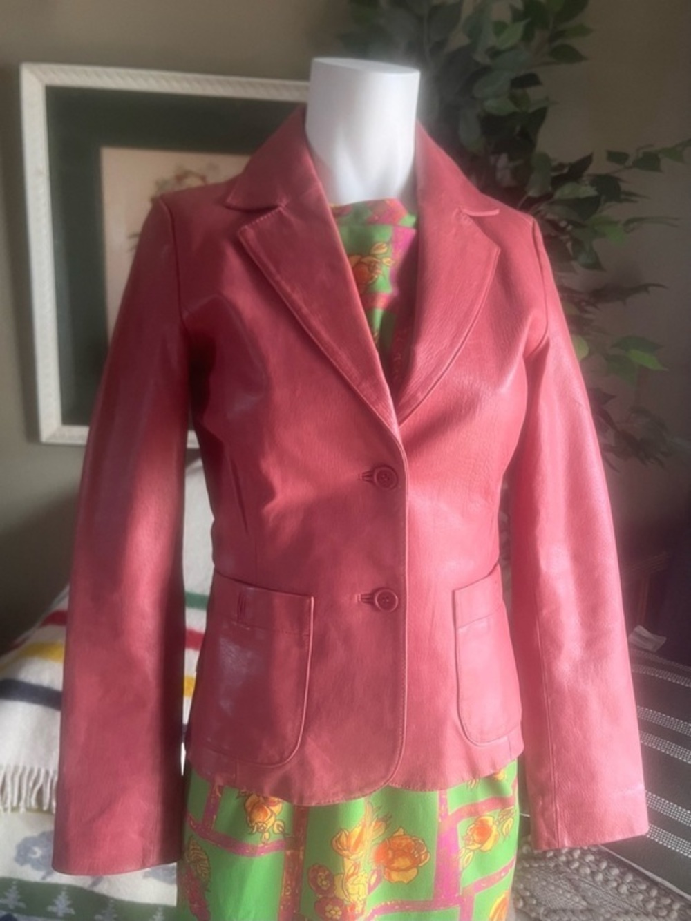 Pink Genuine Leather Jacket